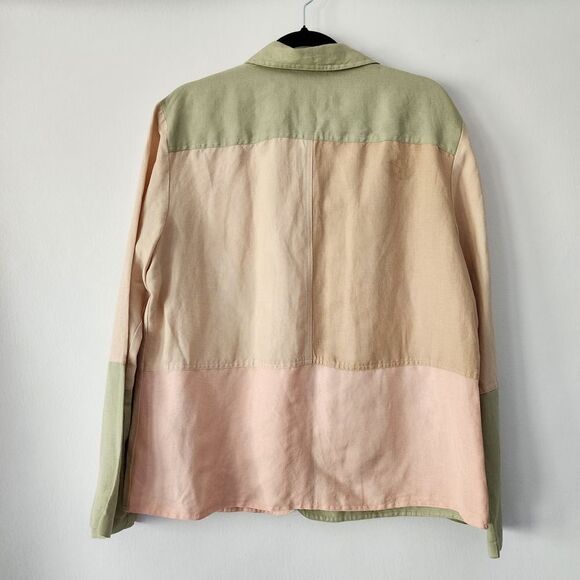Hearts of Palm Linen Rayon Blend color block embellished jacket womens size 14 - Picture 6 of 8